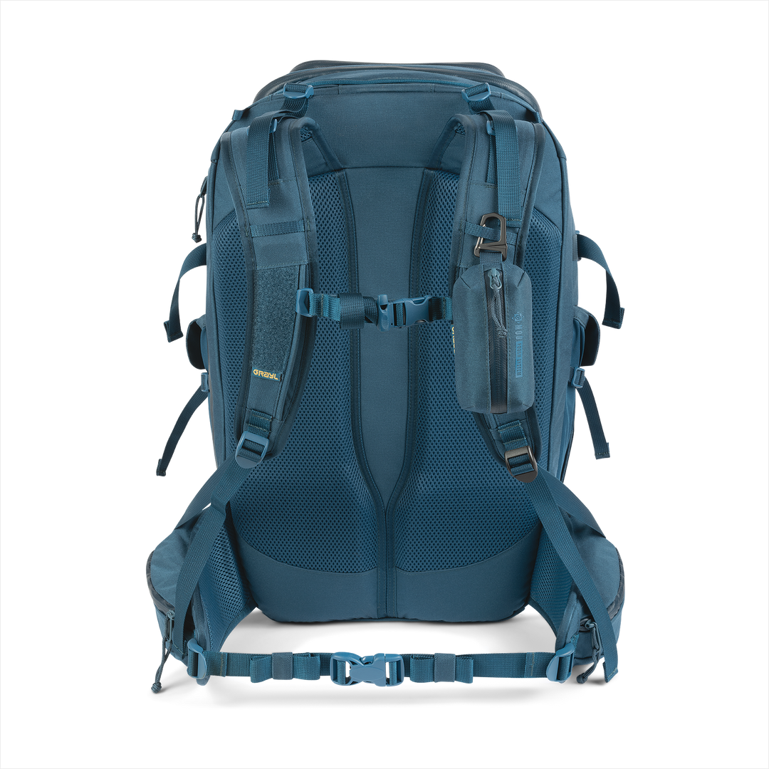 Grayl® Mission Expanse Backpack - 35L / Back View / Wander Blue