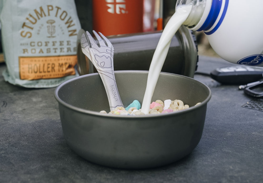Put hot or cold meals in your Grayl Ti Bowl. Maybe even Lucky Charms!