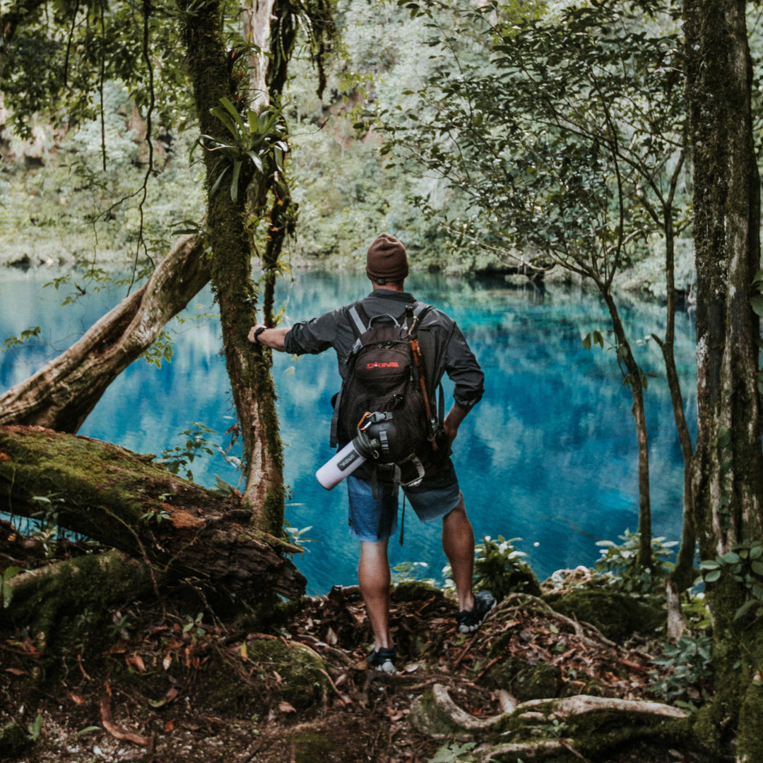 The Grayl GeoPress (Alpine White) on Grayl adventurer of Paul Winkler in Guatemala.