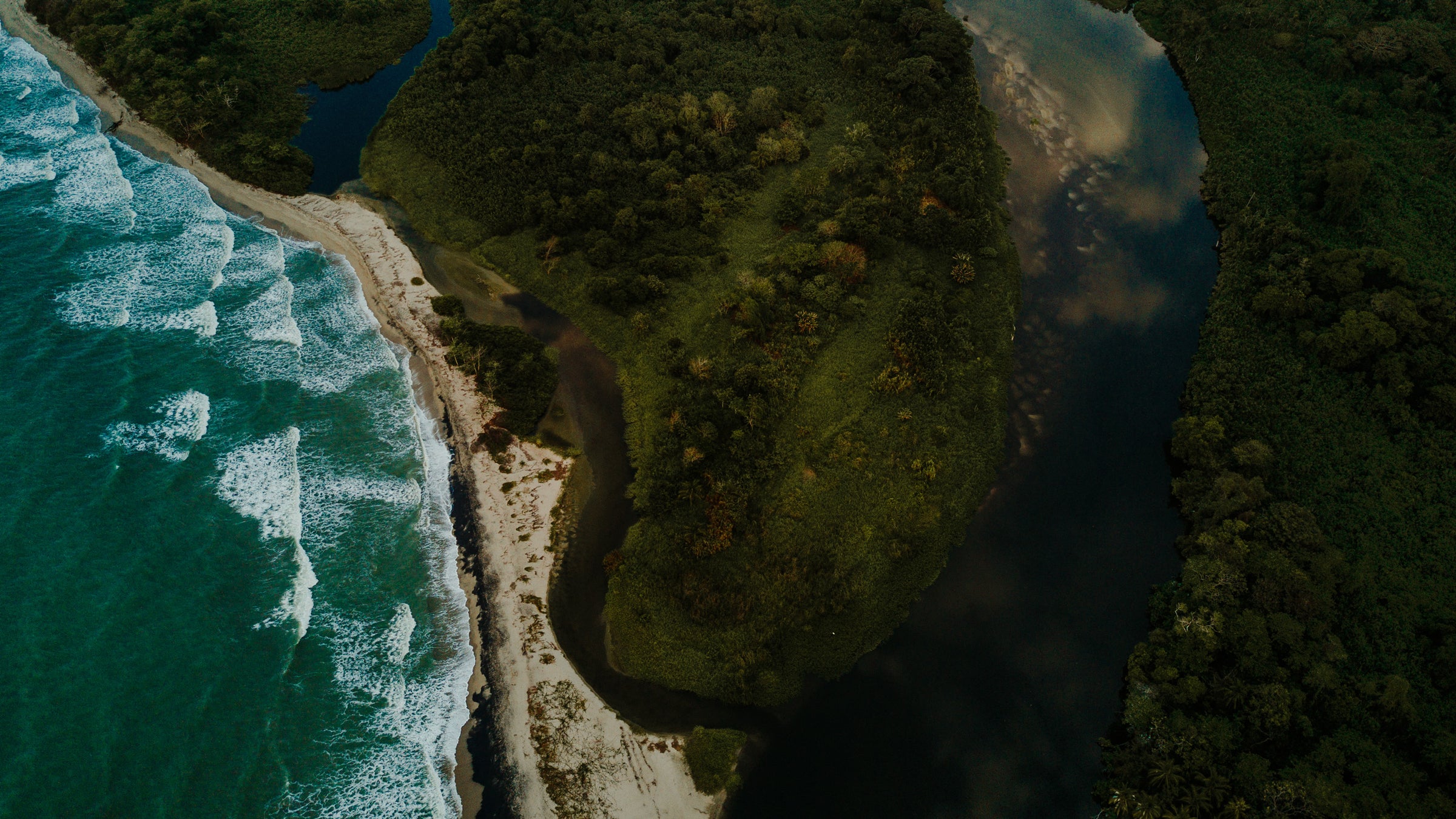 Drone photo of Colombia coastline.