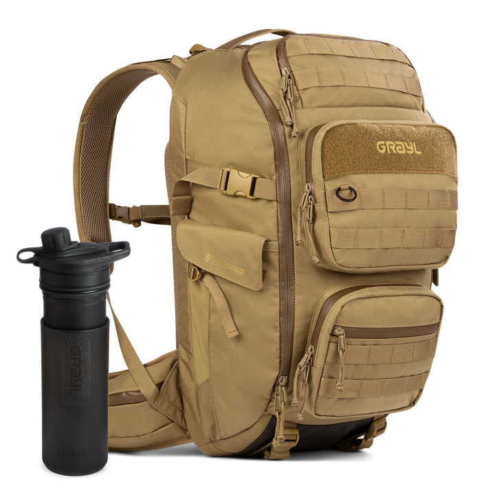 35L Mission EXP Backpack (Coyote) & 24oz GeoPress Purifier Bottle (Covert) Bundle
