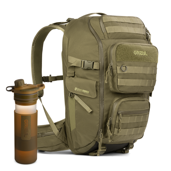 35L Mission EXP Backpack (Olive) & 24oz GeoPress Purifier Bottle (Coyote) Bundle