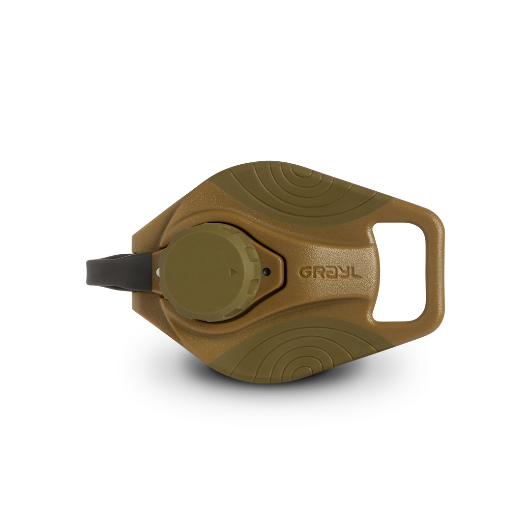 Grayl® GeoPress Titanium Replacement Drink-Thru Cap | Top View / Coyote Brown