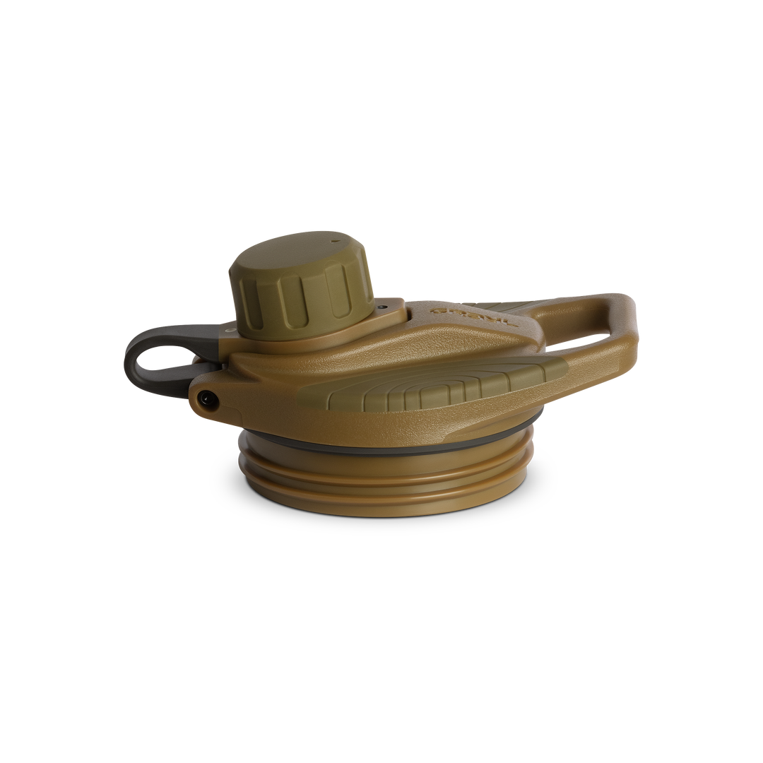 Grayl® GeoPress Titanium Replacement Drink-Thru Cap | Side View / Coyote Brown
