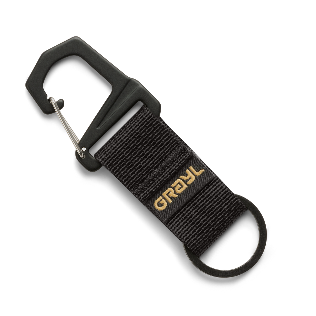 Grayl G-Ring Custom Key Ring with Trimmer Clip / Diagonal View / Covert Black