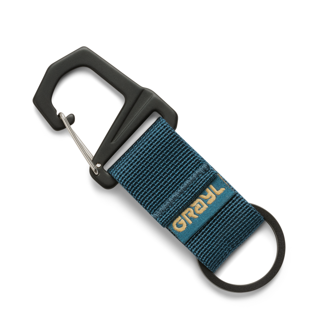 Grayl G-Ring Custom Key Ring with Trimmer Clip / Diagonal View / Wander Blue