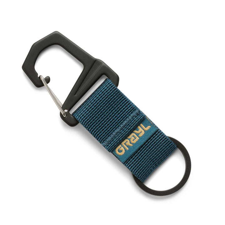 Grayl G-Ring Custom Key Ring with Trimmer Clip / Diagonal View / Wander Blue