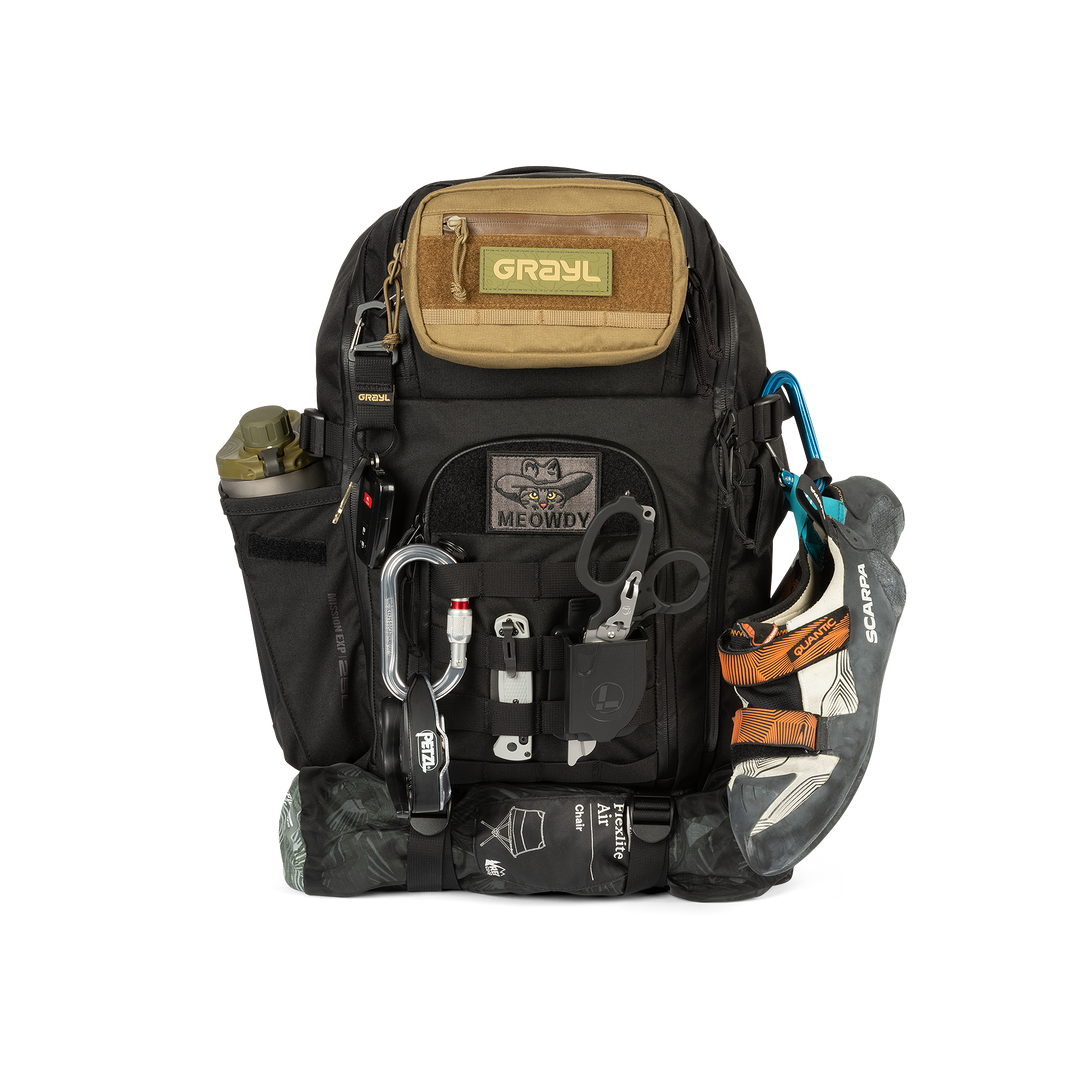 Grayl® Mission Expanse Backpack - 25L / Straight Loaded View / Covert Black