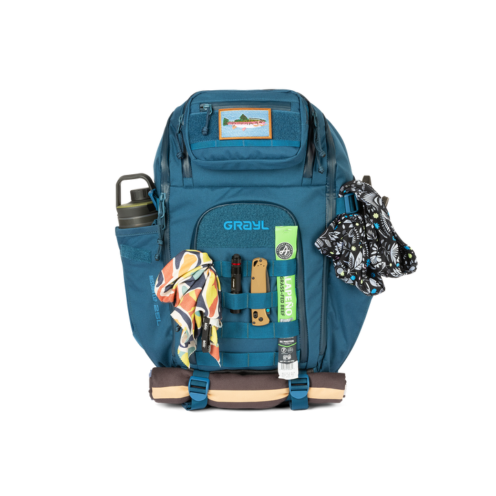 Grayl® Mission Expanse Backpack - 25L / Straight Loaded View / Wander Blue