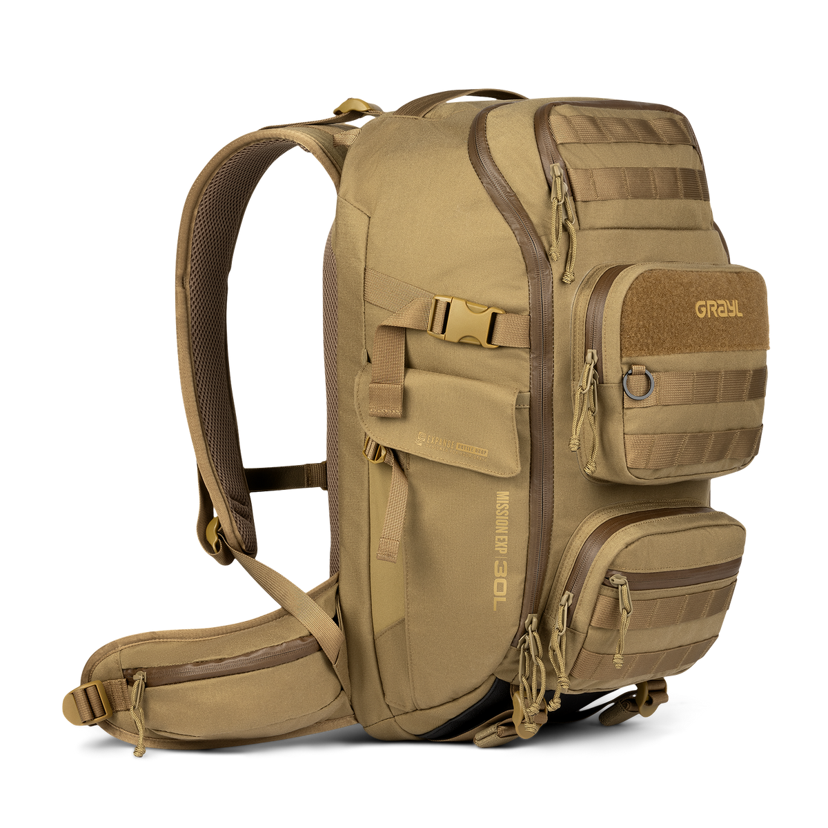 GRAYL Mission EXP Backpack 30L 700-MBP30-CBN in Coyote Brown, front view