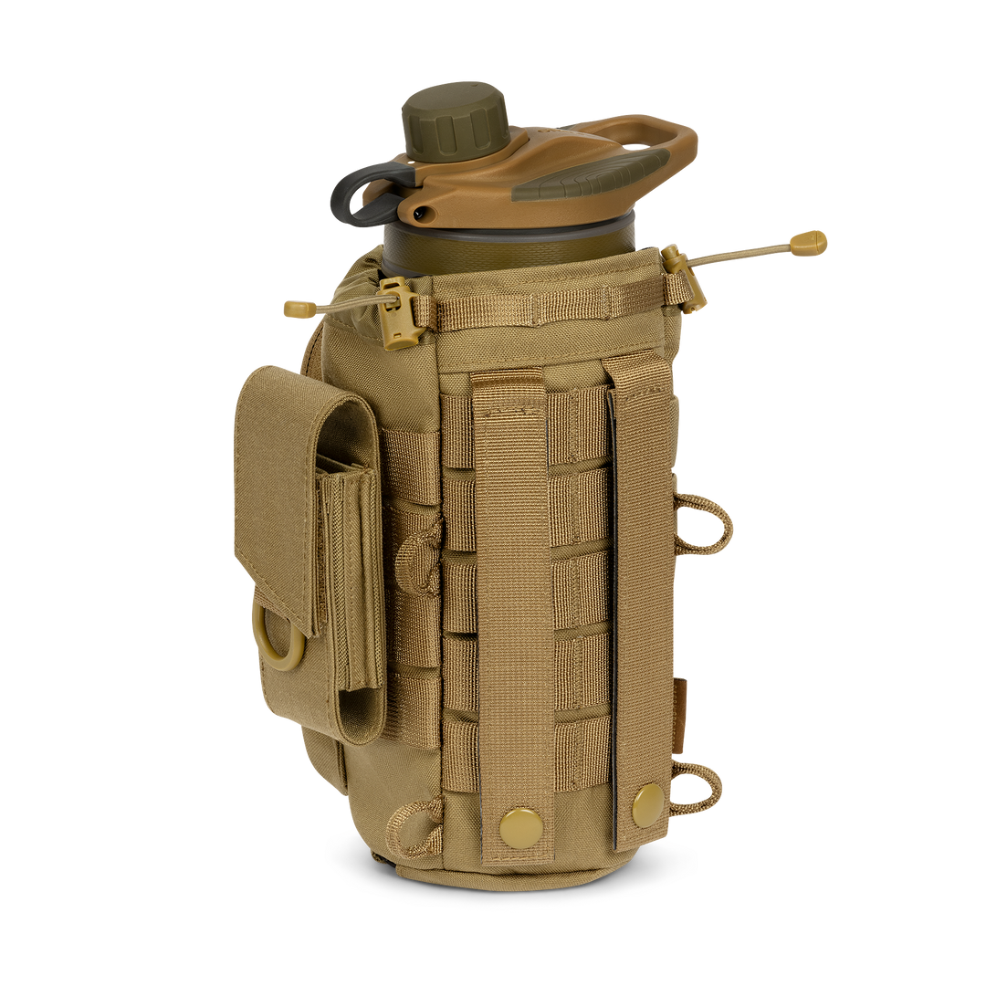 Grayl® Mission Water Bottle Sling - 1.7L / Back View With Multi-Tool Pouch / Coyote Brown