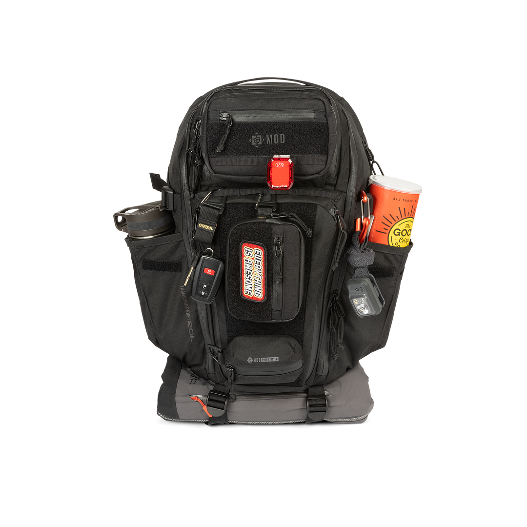 Grayl® Transport Expanse Backpack - 20L / Straight Loaded View / Covert Black