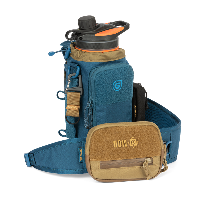 Grayl® Transport Water Bottle Sling - 1.7L / Standard Loaded View / Wander Blue