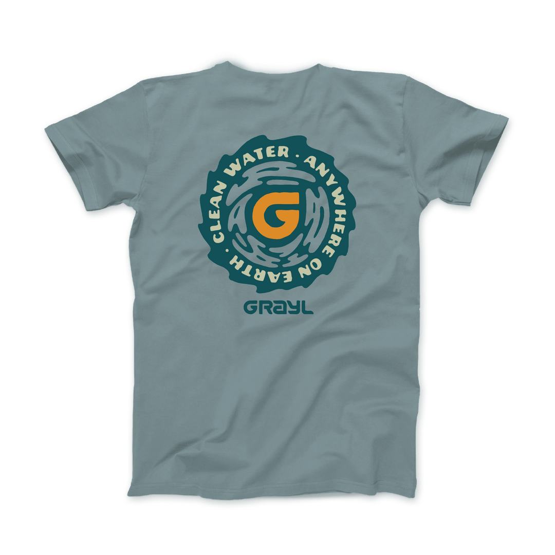 Grayl "Clean Water Anywhere on Earth" Custom Multi-Color Custom Tee Shirt / Back View / Mineral