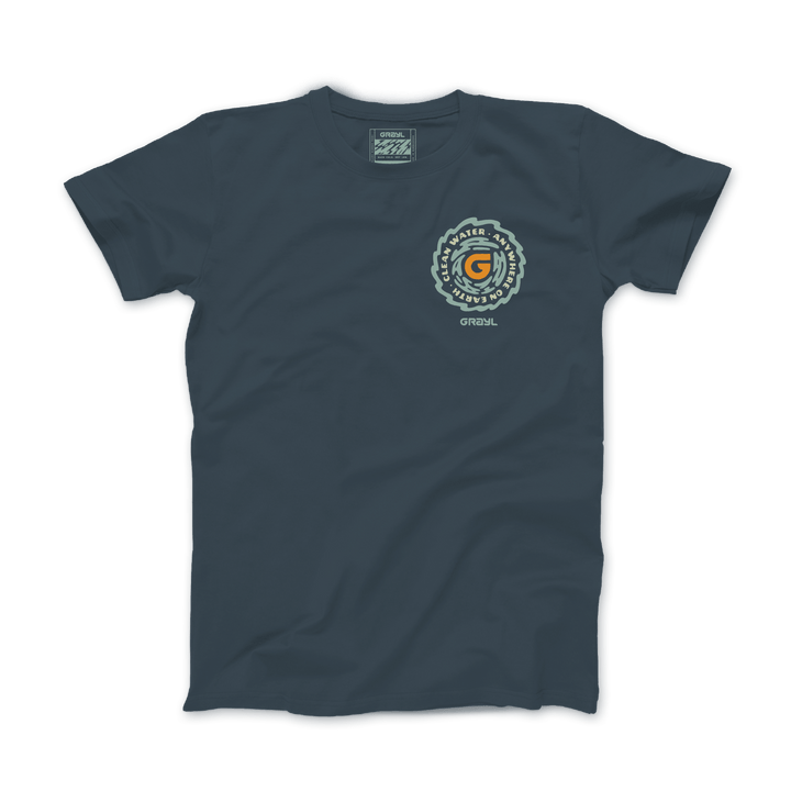 Grayl "Clean Water Anywhere on Earth" Custom Multi-Color Custom Tee Shirt / Front View / Mineral