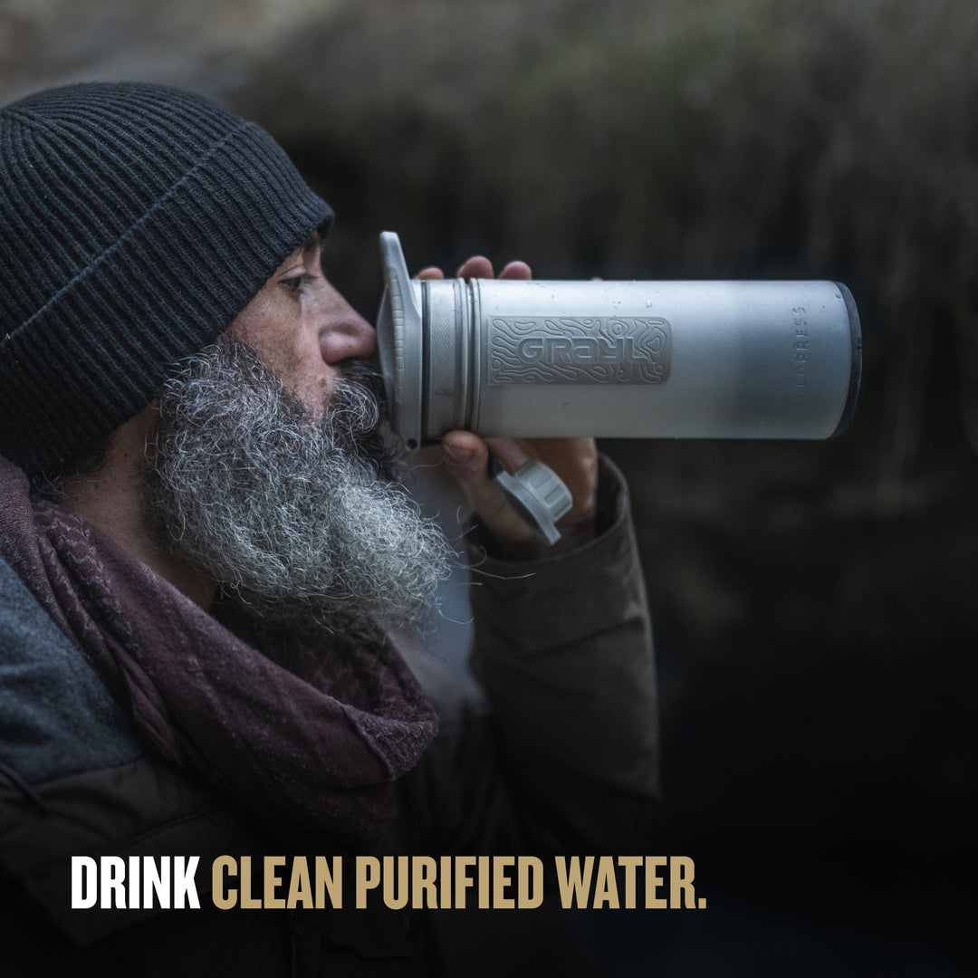 Best top rated Grayl GeoPress Filter and Purifier Water Bottle - 24 Fluid Ounces / Covert Edition / Drink View / Peak White