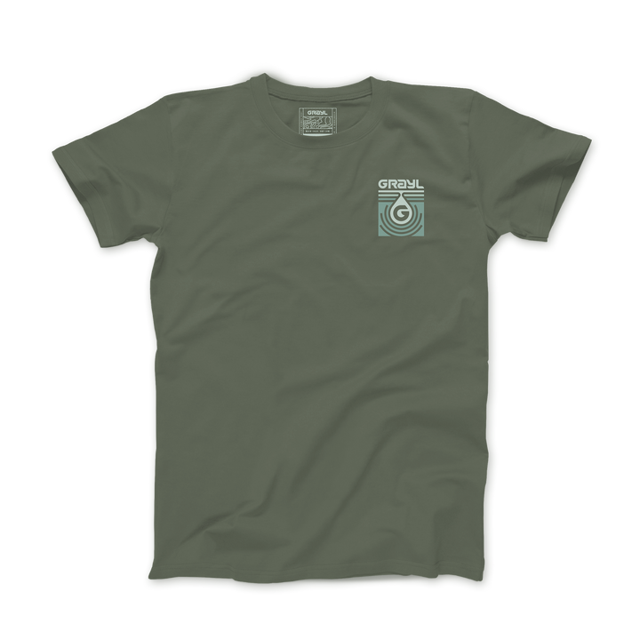 Grayl "Topo Droplet" Custom Multi-Color Custom Tee Shirt / Front View / Cypress