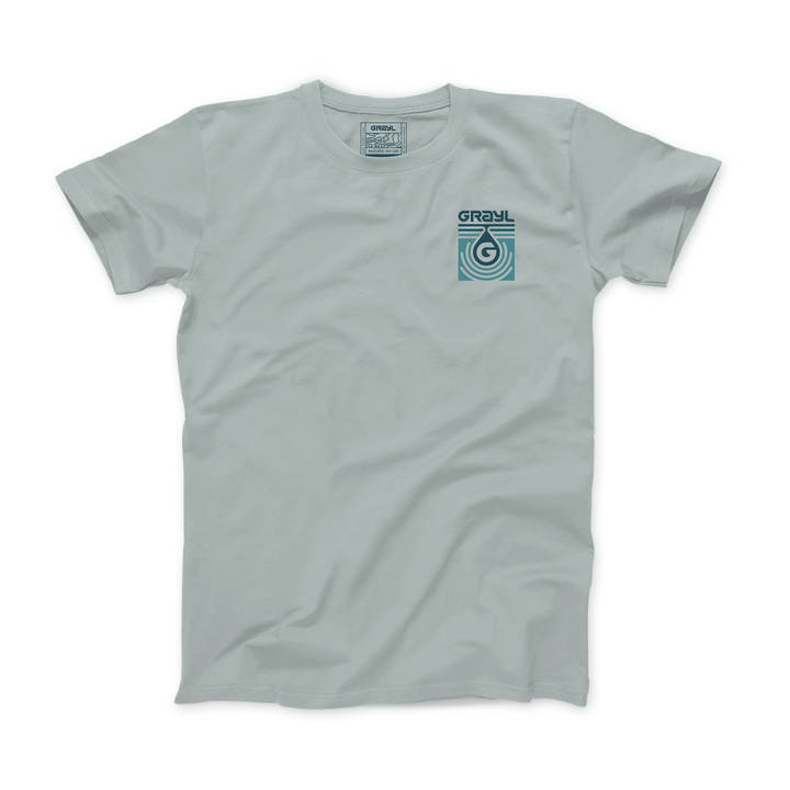 Grayl "Topo Droplet" Custom Multi-Color Custom Tee Shirt / Front View / Smoke