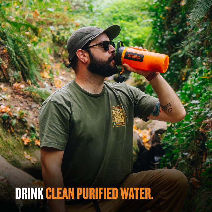 Best top rated Grayl GeoPress Filter and Purifier Water Bottle - 24 Fluid Ounces / Nature Edition / Drink View / Orange Camo