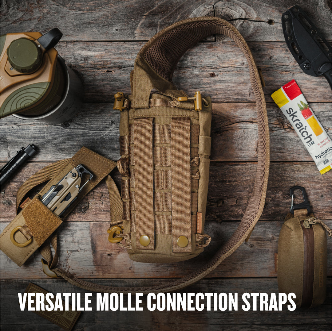 Grayl® Mission Water Bottle Sling / Versatile Molle Connection Straps / Covert Black / Coyote Brown / Olive Drab / Wander Blue