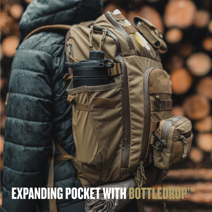 Grayl® Mission Expanse Backpack - 25L / Expanding Pocket and GeoPress with BottleDrop® and Flat Molle Wallet Pouch / Covert Black / Coyote Brown / Olive Drab / Wander Blue