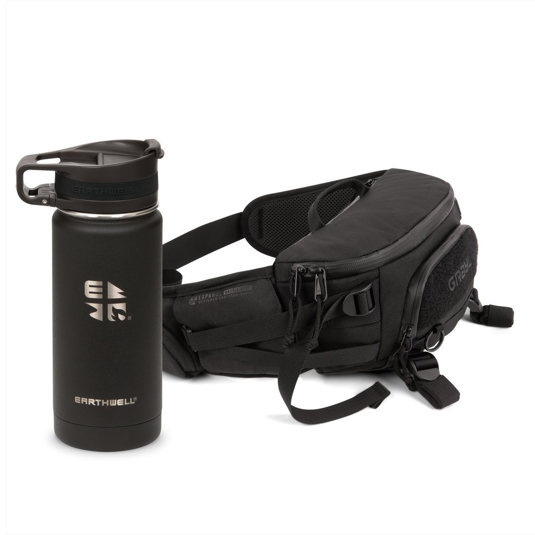 Grayl® Mission Hip Pack - 2.5L and 16oz Roaster Covert Black Bottle / Bundle / Standard View / Covert Black