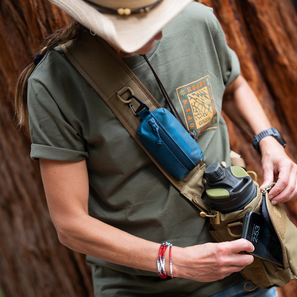 Open Roads. Open Water Tee - Army - Front