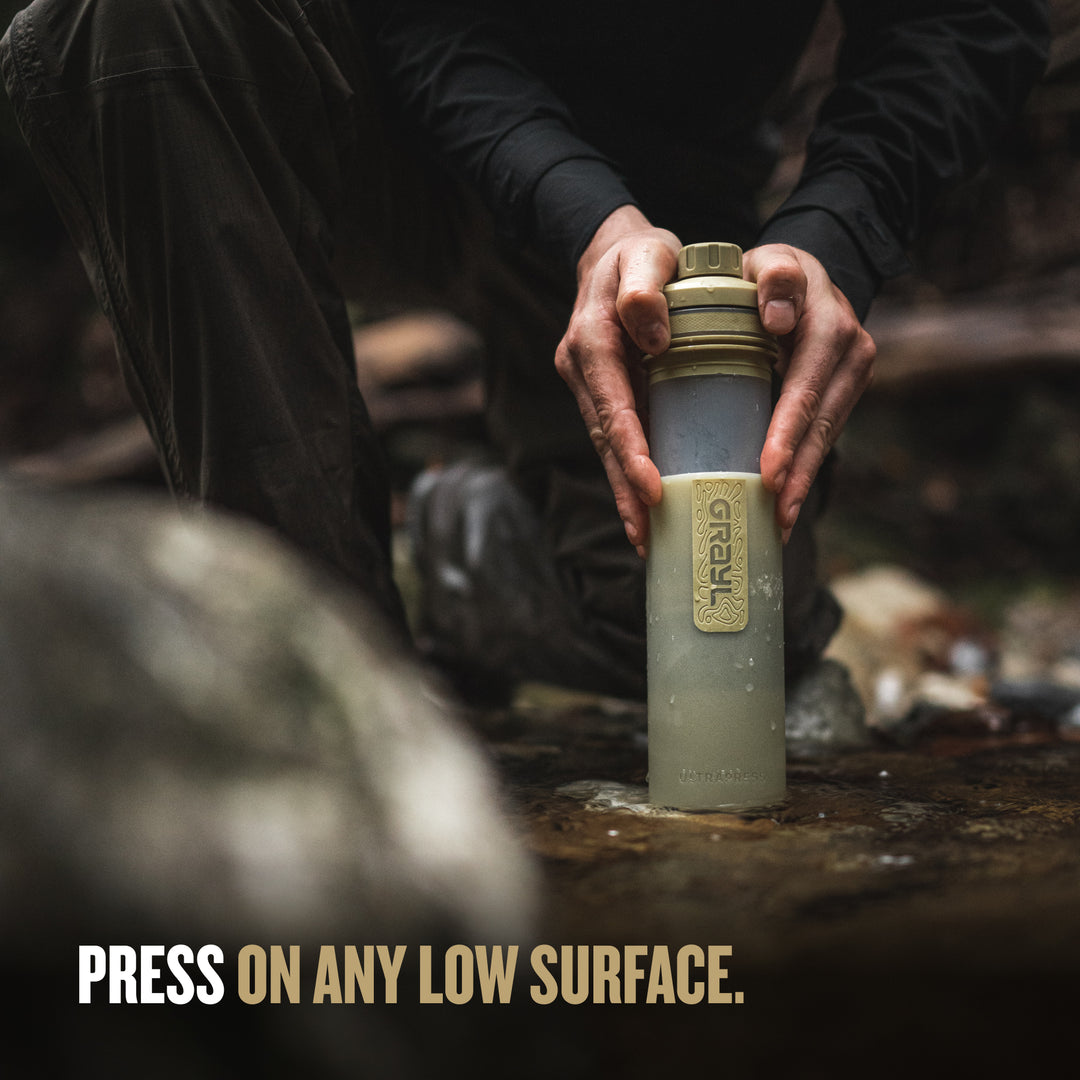 Best top rated Grayl UltraPress Filter and Purifier Water Bottle – 16.9 Fluid Ounces / Covert Edition / Press View / Desert Tan