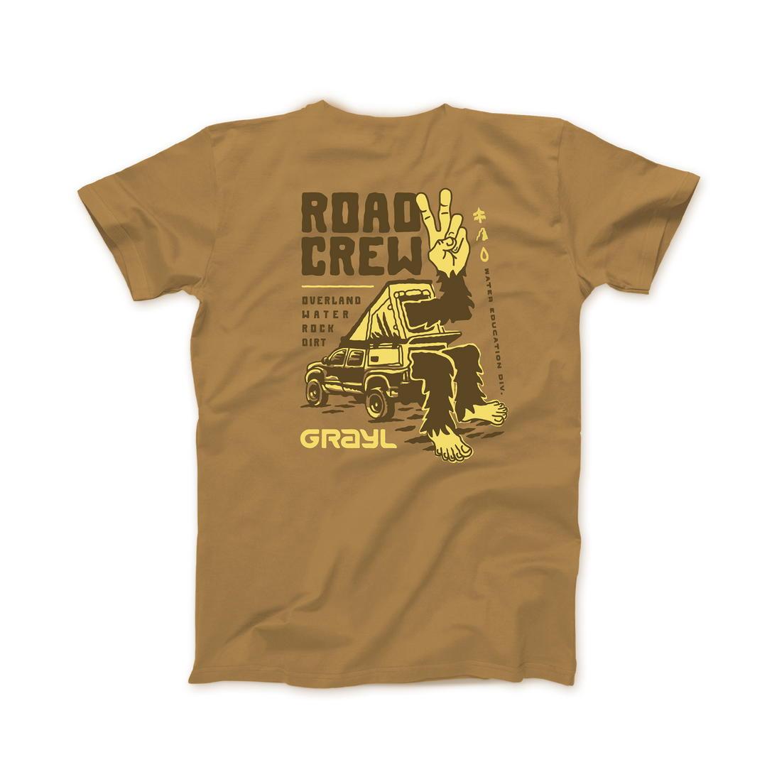 Grayl "Road Crew" Custom Multi-Color Custom Tee Shirt / Back View / Camel