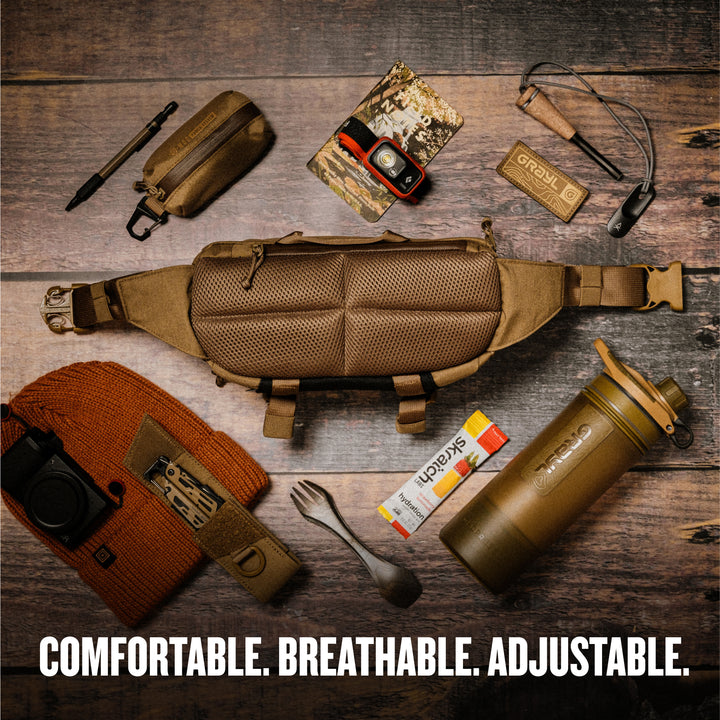 Grayl® Transport Hip Pack &amp; Crossbody Sling / Comfortable Breathable Adjustable / Wander Blue / Covert Black / Coyote Brown / Olive Drab
