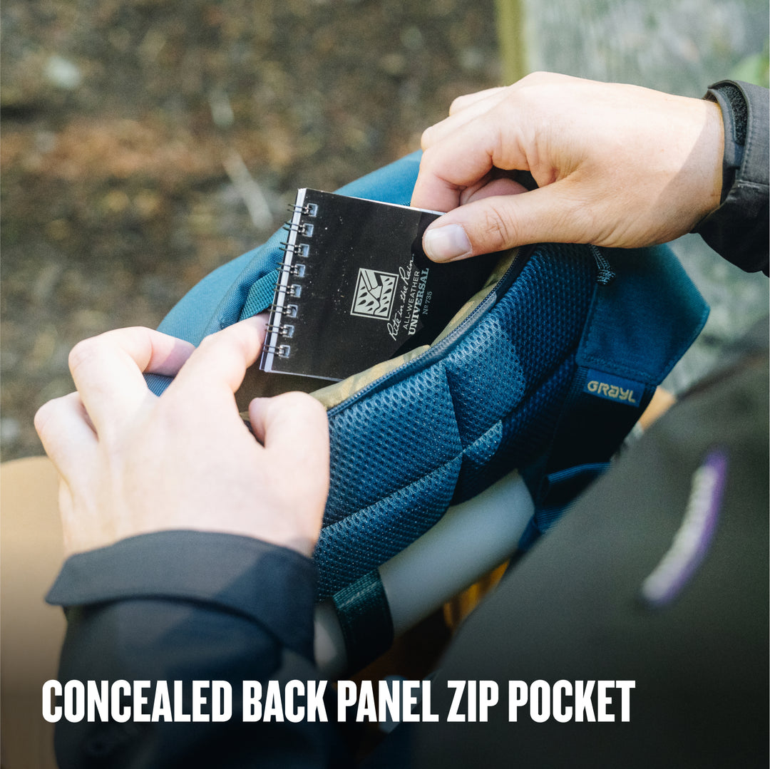 Grayl® Transport Hip Pack & Crossbody Sling / Concealed Back Panel Zip Pocket / Wander Blue / Covert Black / Coyote Brown / Olive Drab
