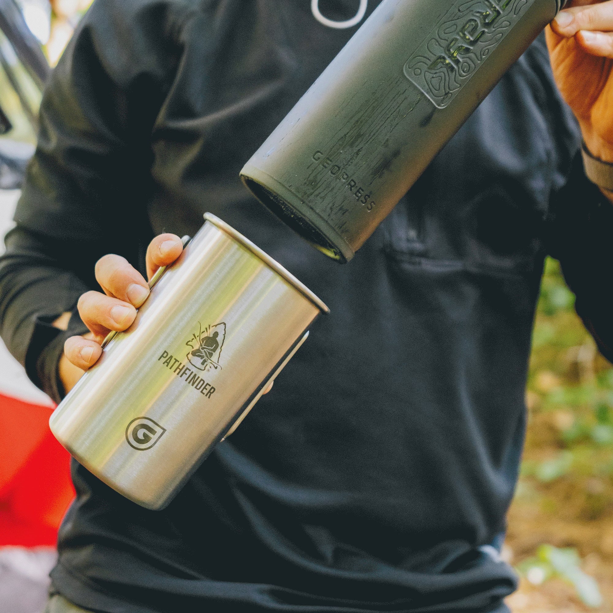 LOV × grindlodge ボトル 30oz Pathfinder® xGRAYL GeoPress® Stainless Steel Nesting Cup