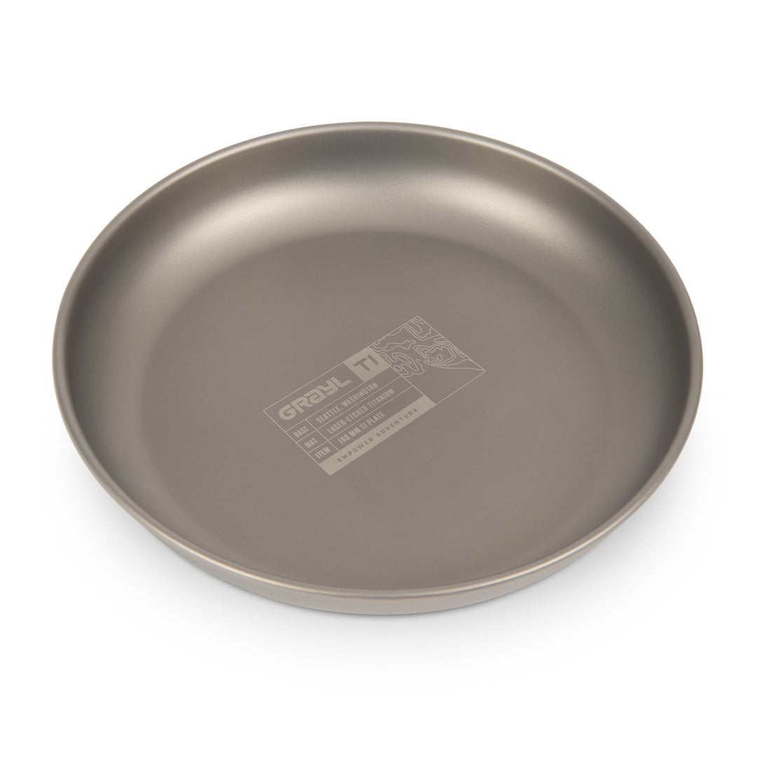 Grayl Ti Plate – 180mm / Angle View / Titanium