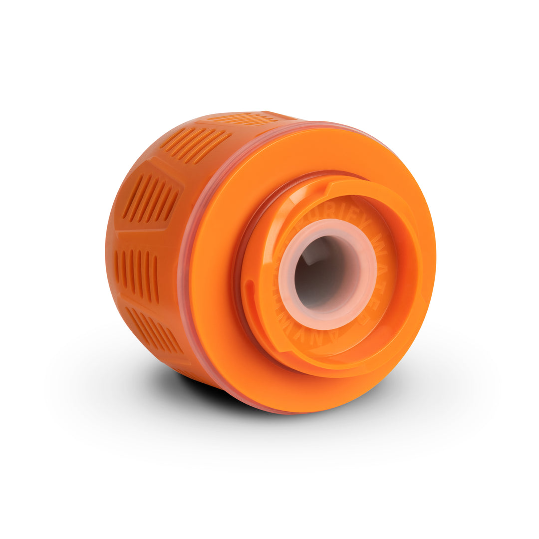 Grayl GeoPress Silicone One-Way Valve for Electrolytes and Drink Mixes / Clear / Orange Cartridge / Angle View